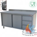 Table sur armoire avec RA neutre et 3 tiroirs GN 1/1 1600x700xh880