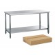 Table en kit inox pieds carre avec sous-tablette 600x600xh900