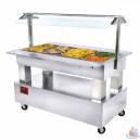 Buffet chauffant, bain marie, 4x GN1/1-150 (Bois Blanc)  L1440xP660xH1370