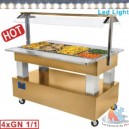 Buffet chauffant, bain marie, 4x GN 1/1-150 (chêne clair)