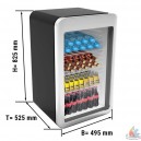 Mini bar réfrigéré vitré 113 litres  Noir/Argent L495xP525xH825mm