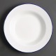 Assiettes émaillé fer blanc/bleu Ø 18xh 1.7 cm 6 pièces