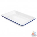 Plat rectangulaire émaillé fer blanc/bleu 330 ml L18xP13xh4 cm