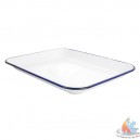 Plat rectangulaire émaillé fer blanc/bleu 330 ml L18xP13xh4 cm