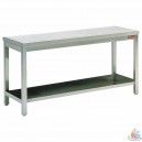 Table en kit inox central avec sous-tablette 700x700xh900