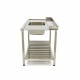 Plonge table lave vaisselle gauche 1 cuves L120xp75xh85 cm  2 égouttoir 