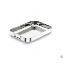 Plat inox avec poign&eacute;e rabattable L30 P21 H5,5 cm