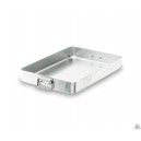 Plat inox avec poign&eacute;e rabattable L30 P21 H5,5 cm