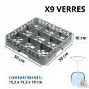 CASIER DE LAVAGE 49 COMPARTIMENTS VERRES 50x50x10 CM. BEIGE 