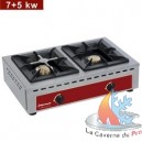 Réchaud à gaz de table - 2 feux vifs (7+5 kW) 690x510xh195