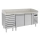 Table à pizza 580 litres 2 portes 7 tirroirs  L2020 x P800 x H1000 mmnon tropicalisé