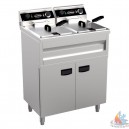 Friteuse &eacute;lectrique 2 cuves de 14 litres sur armoire