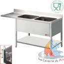 Plonge 2 cuves 400x500xh275, &eacute;gouttoir droite