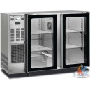 Arri&egrave;re bar 2 portes vitr&eacute;e inox,375L 1455x565x890/905