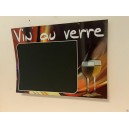 Panneau mural ardois&eacute; Vin au verre noir 40x30cm 