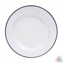 Assiettes &eacute;maill&eacute; fer blanc/bleu &Oslash; 18xh 1.7 cm 6 pi&egrave;ces