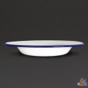 Assiettes &eacute;maill&eacute; fer blanc/bleu &Oslash; 18xh 1.7 cm 6 pi&egrave;ces
