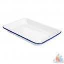 Plat rectangulaire &eacute;maill&eacute; fer blanc/bleu 980 ml L26xP19xh5.5 cm