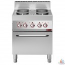 Fourneau 4 plaques &eacute;lectriques rondes, four GN 1/1 &agrave; convection