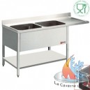 Plonge 2 cuves 400x500xh275, &eacute;gouttoir droite