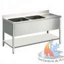 Plonge 2 cuves 400x500xh275, &eacute;gouttoir droite