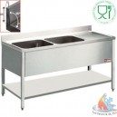 Plonge 2 cuves 400x500xh275, &eacute;gouttoir droite