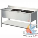 Plonge 2 cuves 400x500xh275, &eacute;gouttoir droite