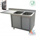 Plonge 1 cuve, &eacute;g gauche, sur armoire 1 porte 140x700